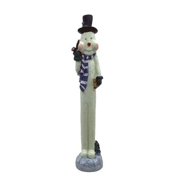 Vtg 90s Windsor Collection Tall Skinny Snowman with Gift and Pipe Figurine 11.5" - Picture 1 of 7